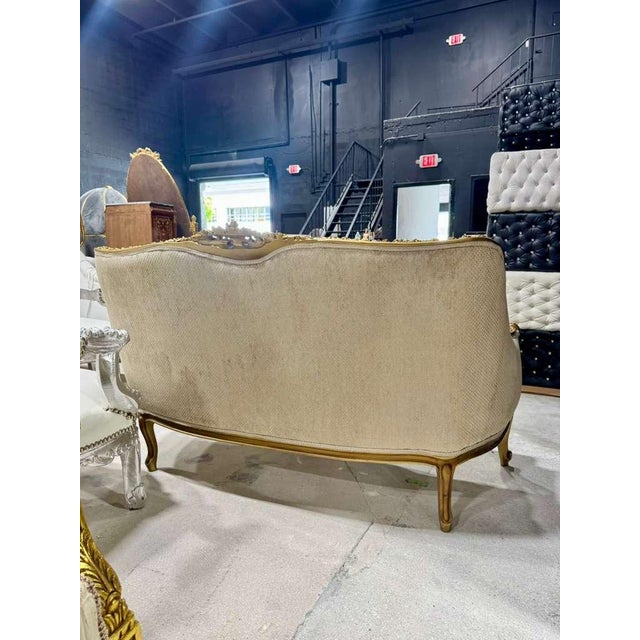 Baroque Baroque Sofa in Beige and Ivory With Hand-Applied Gold Leaf For Sale - Image 3 of 13