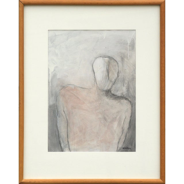 Jean Wallin Abstract Expressionist "Silhouette in White" Acrylic on Paper 1990s For Sale