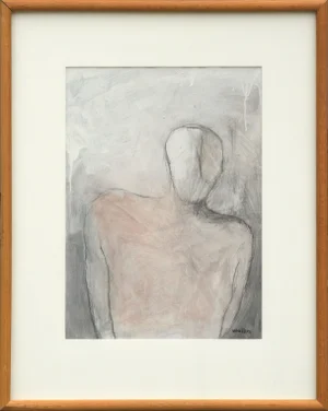 Jean Wallin Abstract Expressionist "Silhouette in White" Acrylic on Paper 1990s