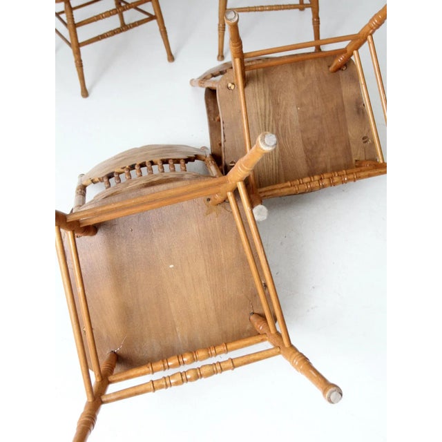 Vintage Press Back Dining Chairs Set of 4 For Sale - Image 11 of 12