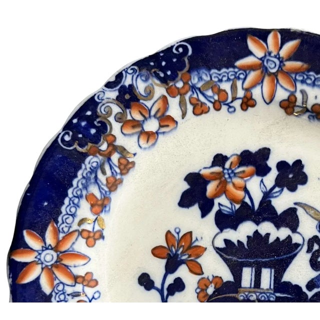 Chinoiserie Antique Chinoiserie Style Flow-Blue Plate For Sale - Image 3 of 7