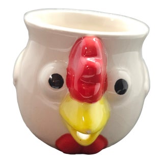 Vintage Chicken Rooster Ceramic Egg Separator 2 3/4" Tall Unmarked For Sale