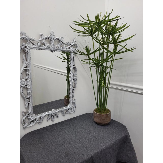 French Vintage White Turner Square Wall Mirro For Sale - Image 3 of 10