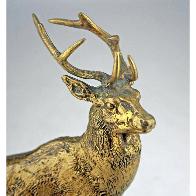 Late 19th Century Patinated Bronze Sculpture 'Listening Stag' by Romantic Author and Sculptor Antoine-Louis Barye and Produced by F. Barbedienne Fondeur For Sale - Image 5 of 8