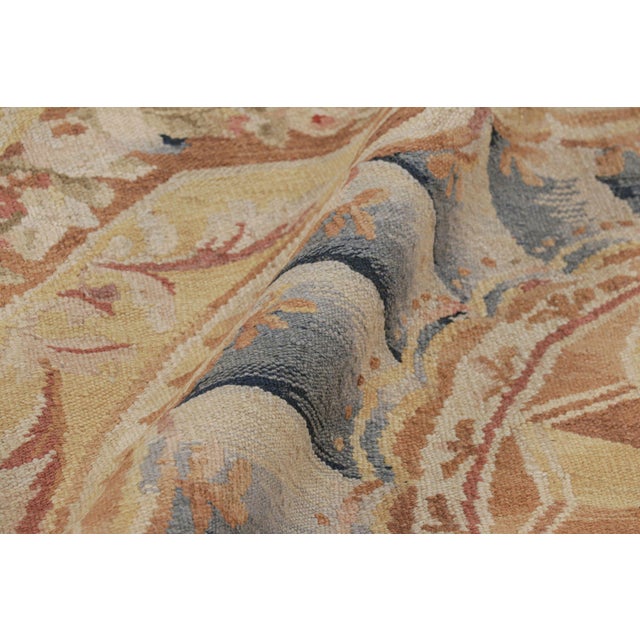 Textile Rug & Kilim's Aubusson Style Rug in Gold & Beige With Floral Medallion For Sale - Image 7 of 8