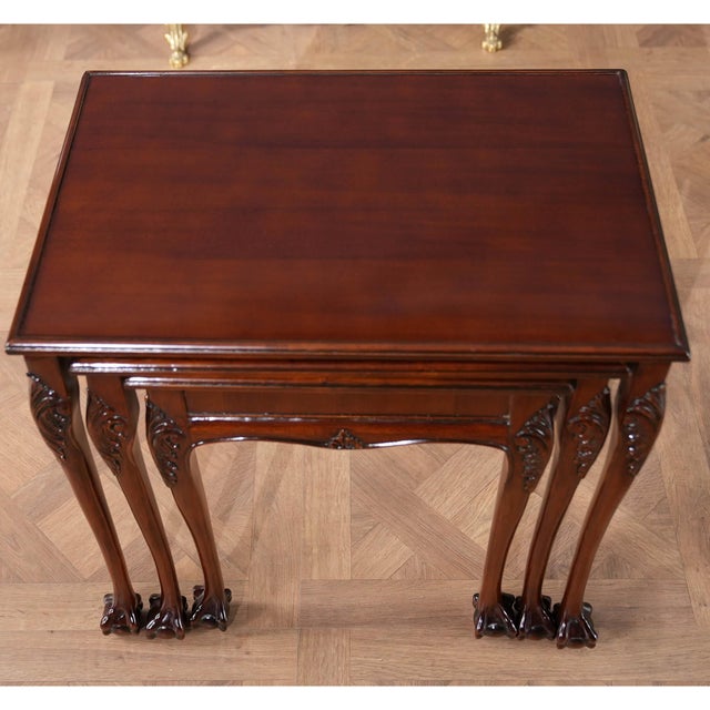 Traditional Mahogany Nesting Table Set of 3 Chairish
