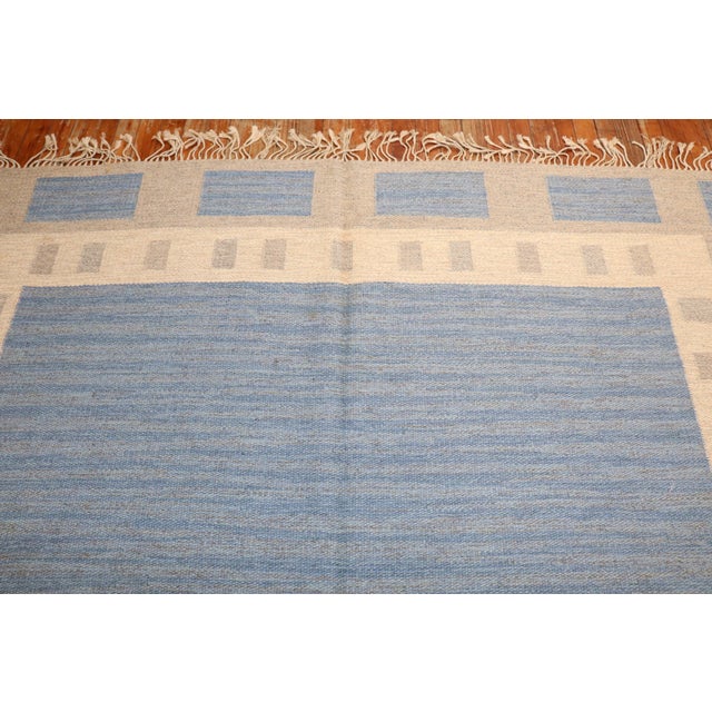 Mid 20th Century Vintage Zabihi Collection Abstract Swedish Kilim Signed by MA - 6'6" x 10'3" For Sale - Image 5 of 10