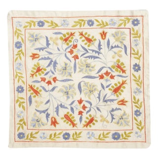 20"x20" Modern Cushion Cover. 100% Silk Lace Pillow. Hand Embroidered Pillowcase For Sale