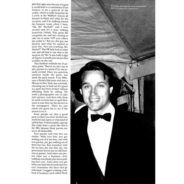 Warhol and Hackett describe the Manhattan social scene and parties they attended. 1st edition!