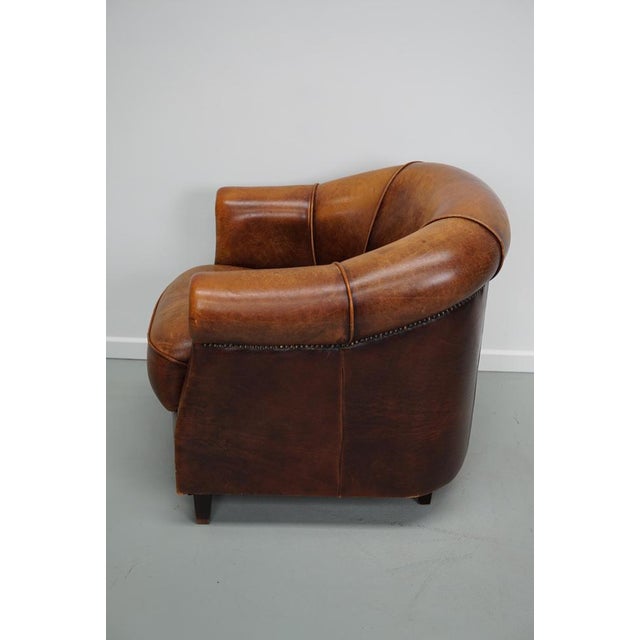 Vintage Dutch Cognac Leather Club Chair For Sale - Image 4 of 18