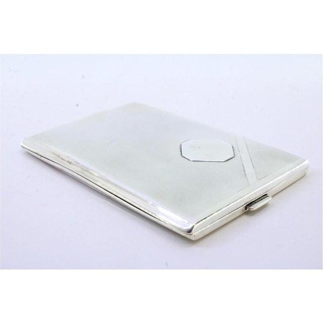 Plain Silver Cigarette Case with Monogram Card and Gold Interior For Sale - Image 3 of 8