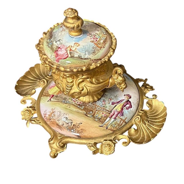 Late 19th Century French Inkwell and Match Holder - Two Piece Set For Sale In Dallas - Image 6 of 11