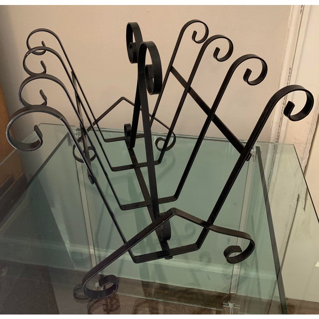 1970s Vintage Black Wrought Iron Magazine Rack Chairish