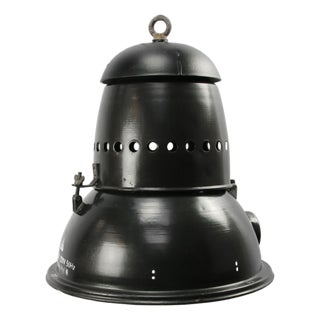 Large Vintage Industrial Pedant Light in Black Enamel, 1950s For Sale
