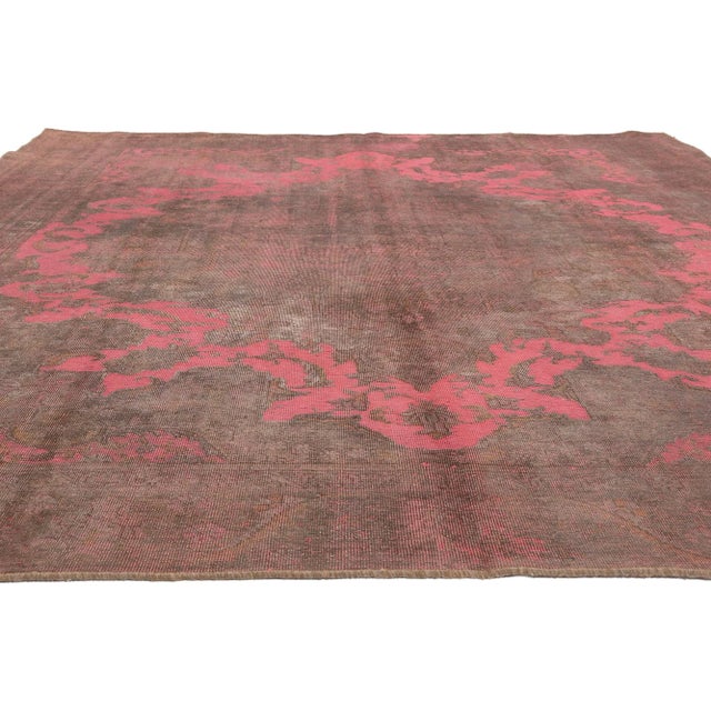 Industrial Mid 20th Century Industrial Maximalist Vintage Turkish Rug - 09’02 X 12’03 For Sale - Image 3 of 9