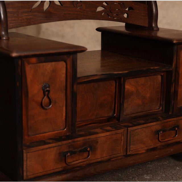 1950s Vintage Japanese Kyodai Vanity Mirror – Solid Wood For Sale - Image 5 of 12