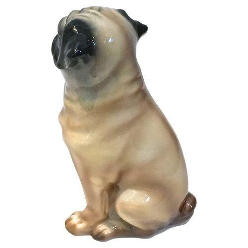 Late 20th Century Vintage Large Pug Ceramic Figure For Sale - Image 5 of 7