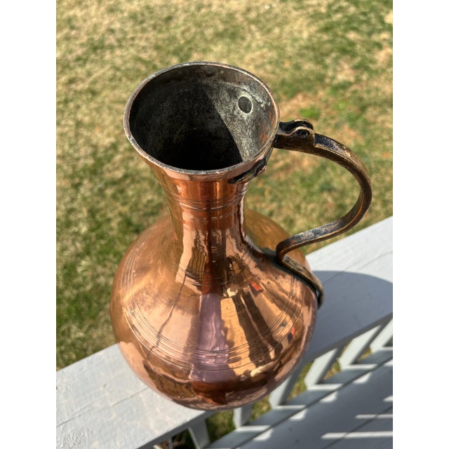 Metal Tall and Highly Detailed Late 19th / Early 20th C. Copper and Brass Vessel Vase Pitcher For Sale - Image 7 of 12