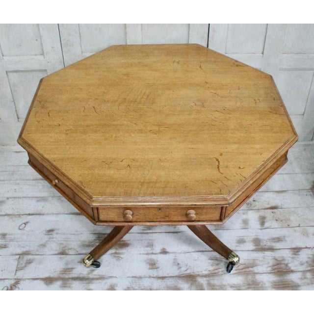 Antique Regency Octagonal English Oak Drum Table, 1810 For Sale - Image 6 of 10