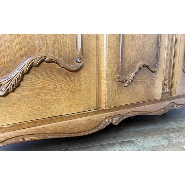 Vintage French Louis XVI Style Carved 4-Door Armoire For Sale - Image 8 of 13