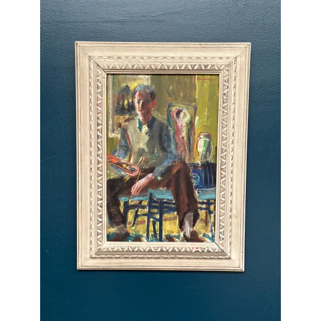 Einar Lindberg, Artist in His Studio, 1947, Oil Painting on Panel, Framed For Sale - Image 14 of 18