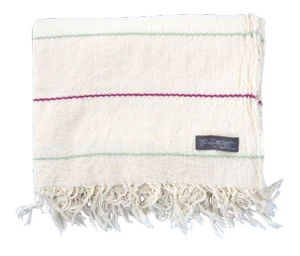 FirmaMenta Italian Eco-Friendly Recycled Cotton Throw With Green and Purple Stripes