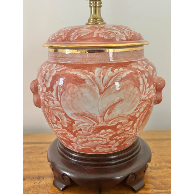 Frederick Cooper 1980s Small Asian Orange and White Table Lamp For Sale - Image 4 of 10