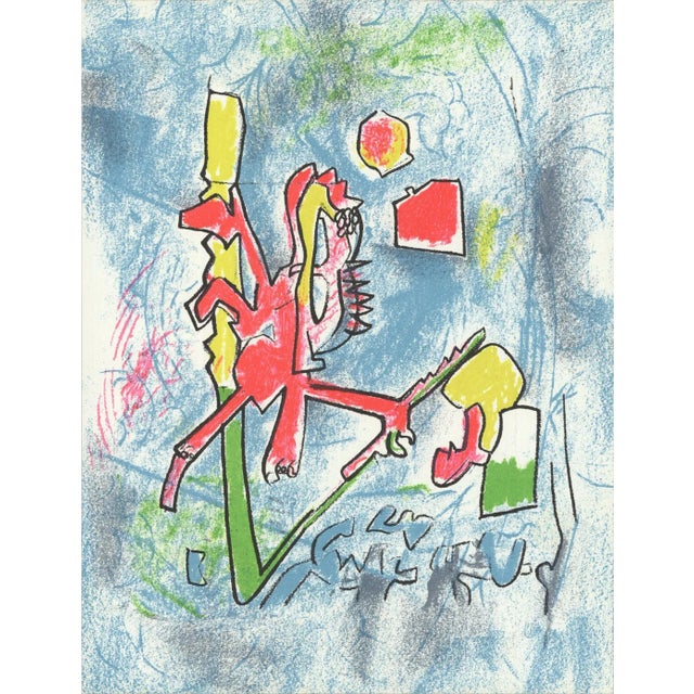 Contemporary 1975 Roberto Matta 'T'ou't se tient' Contemporary Blue,Red,Brown,Yellow France Lithograph For Sale - Image 3 of 3