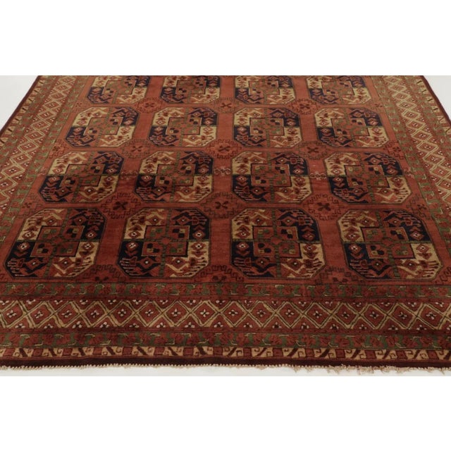 Antique Hooked German Tetex Rug in Terracotta With Gul Design - Rug & Kilim For Sale In New York - Image 6 of 11