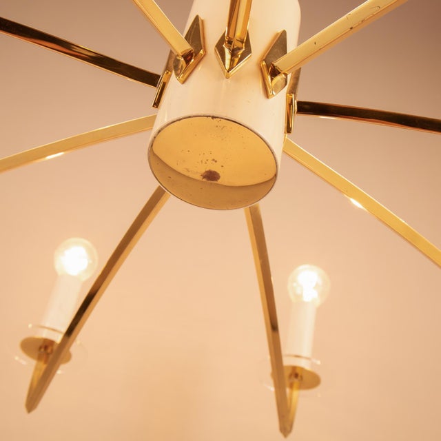Mid-Century Modern Star-Shaped Chandelier with Brass Arms, 1960s For Sale - Image 9 of 12