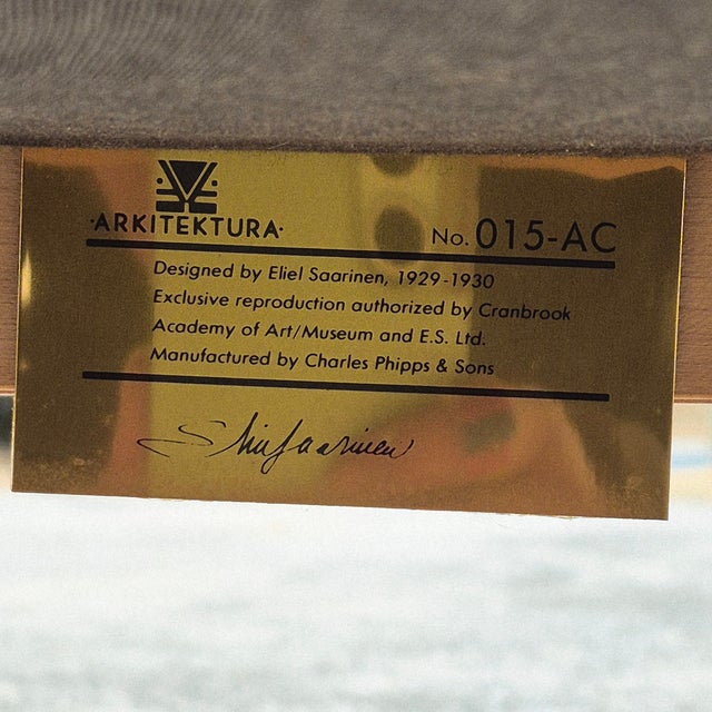 1990s Eliel Saarinen for Arkitektura Reproduction Cranbrook Saarinen House Arm Chair Art Deco Style For Sale - Image 10 of 12