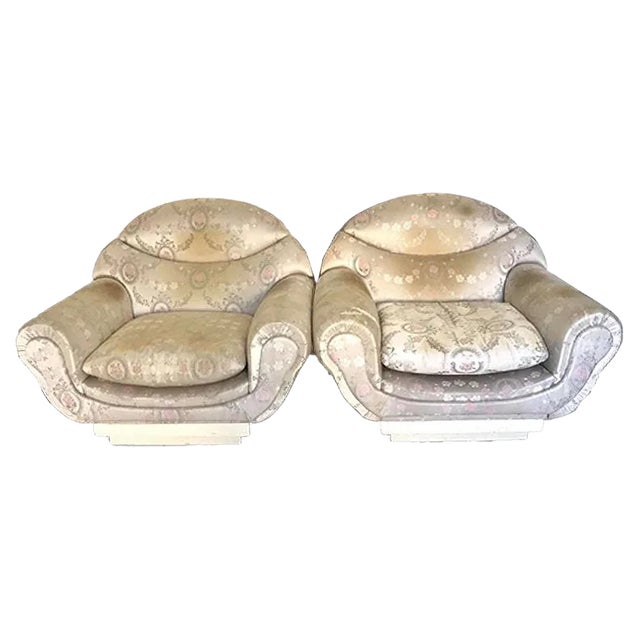 Set of Mid-Century Fabric Lounge Chairs For Sale