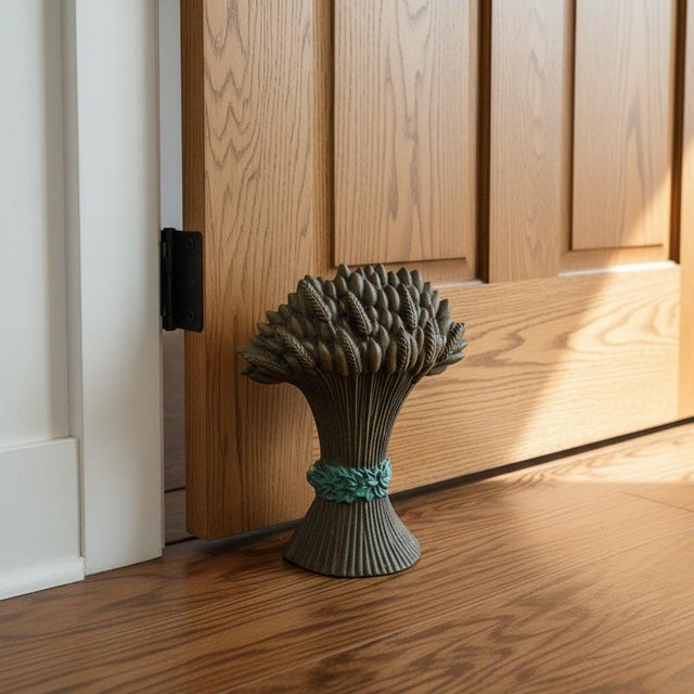 Vintage Cast Iron Wheat Sheaf Doorstop-Gold-Country-Farmhouse-Rustic-Cottage For Sale - Image 11 of 11