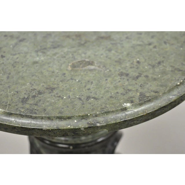 Antique Italian Classical Style Green Marble Spiral Carved Round Pedestal Plant Stand For Sale In Philadelphia - Image 6 of 12