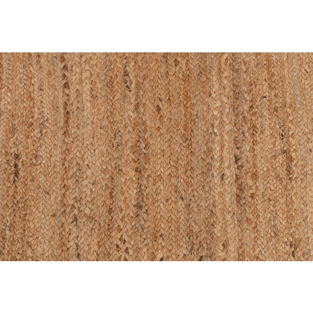 2.6'x5' Yellow Trim Jute Scallop Braided Hand Made Bohemian Rug For Sale - Image 4 of 13