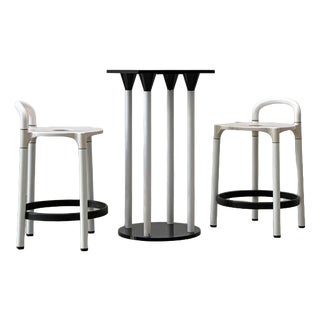 Vintage Standing Table with Polo Bar Stools by Anna Castelli Ferrieri for Kartell, Italy, 1980s, Set of 3 For Sale