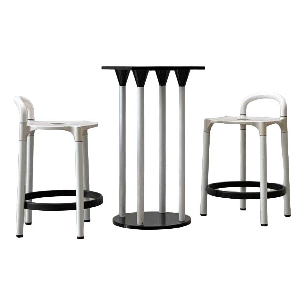 Vintage Standing Table with Polo Bar Stools by Anna Castelli Ferrieri for Kartell, Italy, 1980s, Set of 3 For Sale