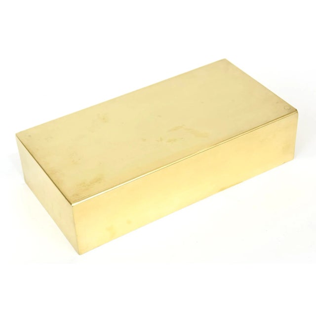 Vintage Rare Casa Bella Monumental Brass, Mirrored and Thick Lucite Two Part Box Italy For Sale - Image 12 of 12