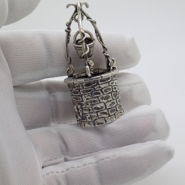 Vintage Italian Handmade Genuine Silver 800 Water Well Dollhouse Miniature Figurine For Sale - Image 4 of 8