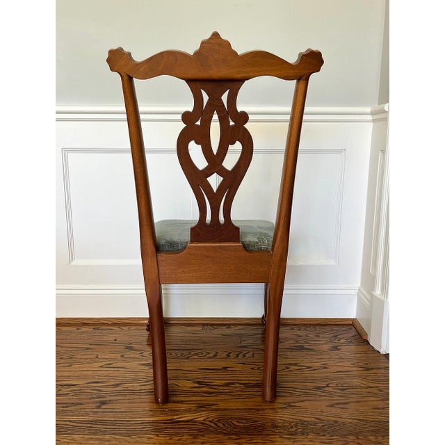 Wood Handcrafted, Signed and Dated Chippendale Style Side Chairs, Set of 4, C. 1976 For Sale - Image 7 of 9
