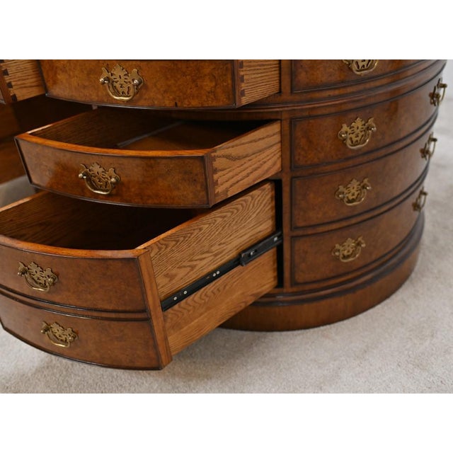 Victorian Oval Partners Desk in Walnut For Sale - Image 10 of 14