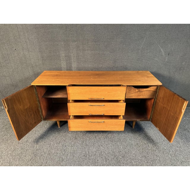 Mid 20th Century Mid 20th Century Vintage Mid-Century Walnut Sideboard by United Furniture For Sale - Image 5 of 12