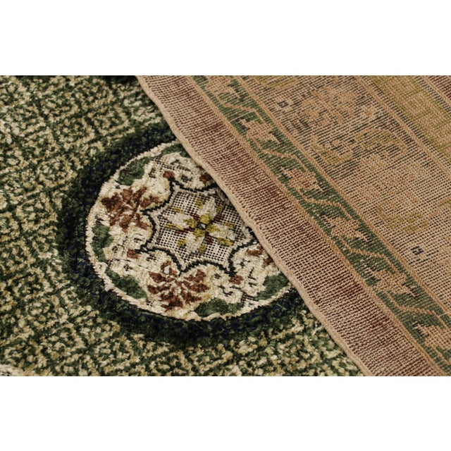 Textile Antique Chinese Art Deco Rug in Green With Floral Medallions, From Rug & Kilim For Sale - Image 7 of 7