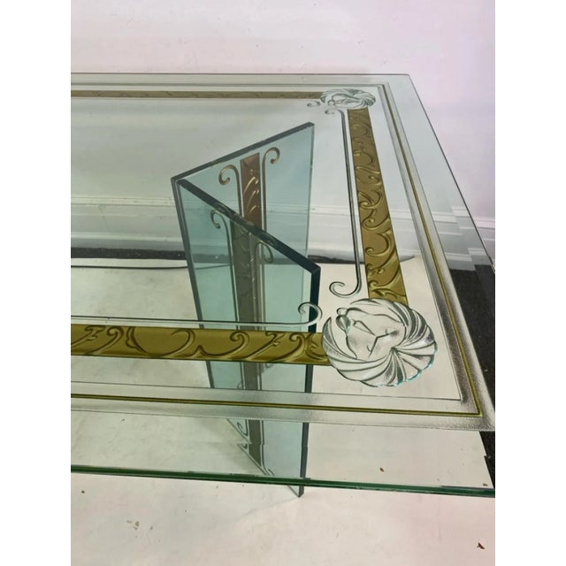 René Lalique Art Deco Revival Carved & Etched Glass Dining Table in the Manner of Rene Lalique For Sale - Image 4 of 10