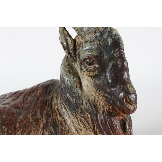 Ceramic Largre Goat Buck Figurine in Stoneware by Karl Larsen for Royal Copenhagen, 1947 For Sale - Image 7 of 11