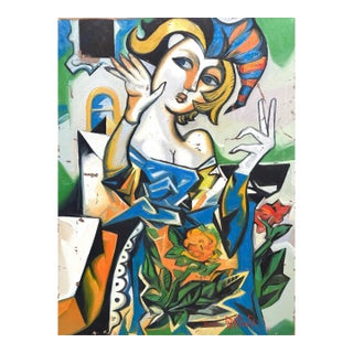 Colorful Abstract, Figurative Oil Painting on Canvas. Signed by Artist. For Sale
