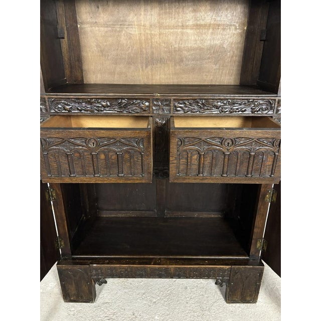 Gothic Revival Oak Cabinet, Early 20th Century For Sale - Image 13 of 15