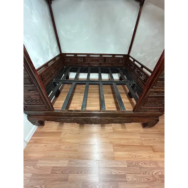Antique Chinese Traditional Qing Dynasty Hand Carved Bed All Original Pieces For Sale - Image 12 of 12