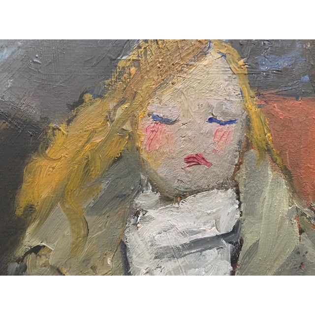 Late 20th Century Bruno Paoli "Withdrawal" Original Italian Modern Figurative Portrait, 20th Century Florence Italy Fine Art Painting, Oil on Board, 27.5x23.5" For Sale - Image 5 of 8