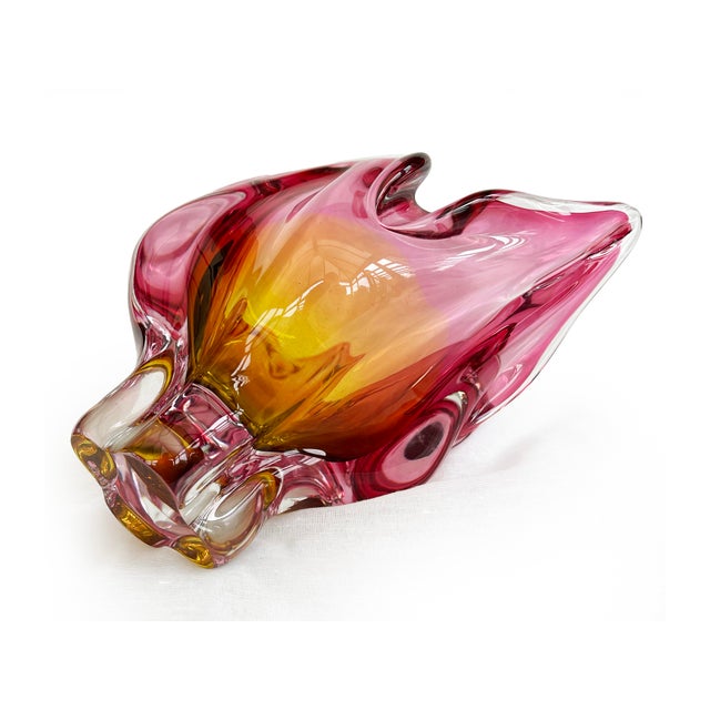 Sommerso Pink and Orange Art Glass Bowl by Josef Hospodka for Chribska, 1960s For Sale - Image 6 of 13